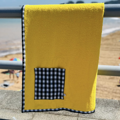 Toalla de playa - MARVE rizo amarillo + vichy negro