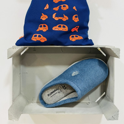 Zapatilla de casa BAMBOO - Plumaflex descalza - azul jeans