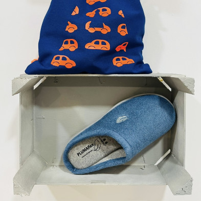 Zapatilla de casa BAMBOO - Plumaflex descalza - azul jeans