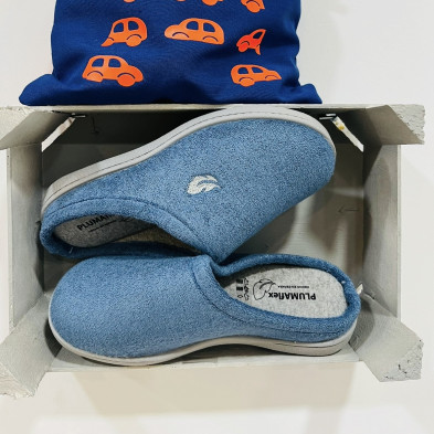 Zapatilla de casa BAMBOO - Plumaflex descalza - azul jeans