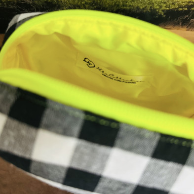 Neceser box MARVE - vichy negro + impermeable amarillo fluor - personalizable