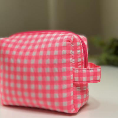 Neceser box MARVE - vichy rosa fluor - personalizable