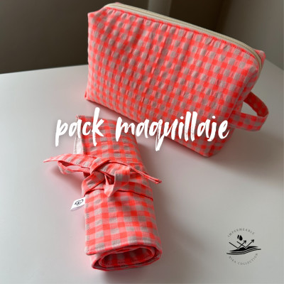 Pack estuche y neceser maquillaje personalizable - vichy naranja fluor + impermeable