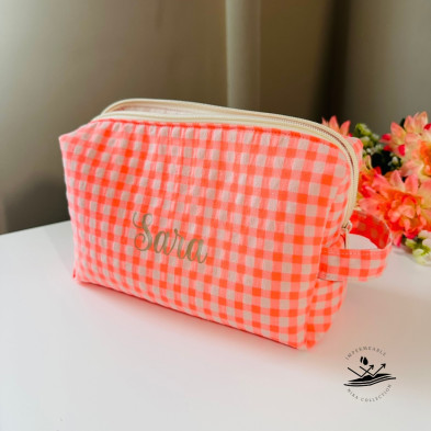 Neceser XL de maquillaje MARVE - vichy naranja flúor + impermeable