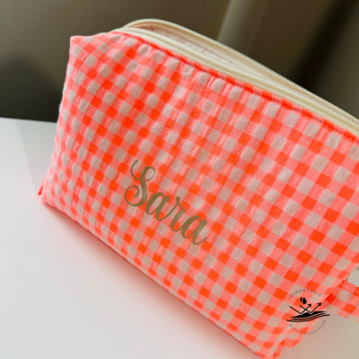 Neceser XL de maquillaje MARVE - vichy naranja flúor + impermeable