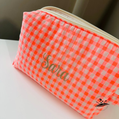 Neceser XL de maquillaje MARVE - vichy naranja flúor + impermeable