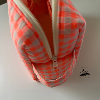 Neceser XL de maquillaje MARVE - vichy naranja flúor + impermeable