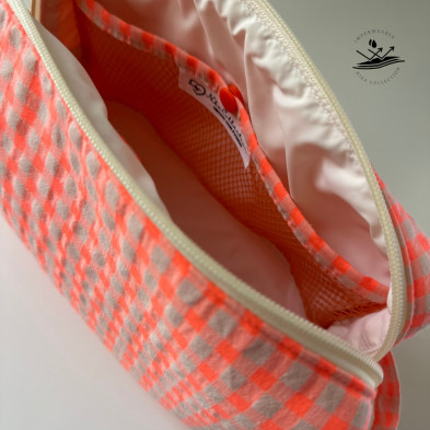 Neceser XL de maquillaje MARVE - vichy naranja flúor + impermeable