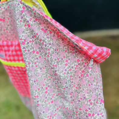 Totebag XL MARVE - rosa fluor + flor fluor - personalizable
