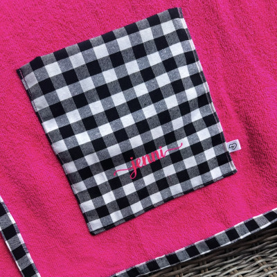 Toalla de playa - MARVE rizo rosa fucsia + vichy negro