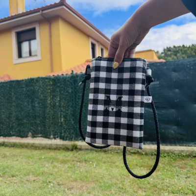 Mini bolso plano MARVE vichy negro - personalizable