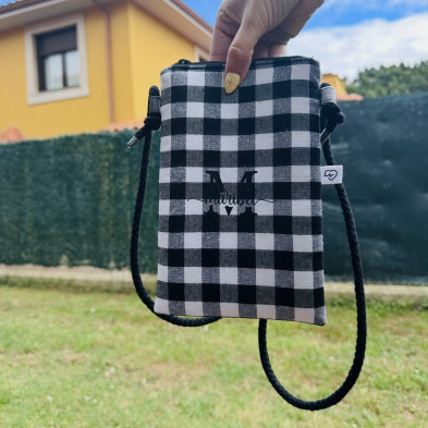 Mini bolso plano MARVE vichy negro - personalizable