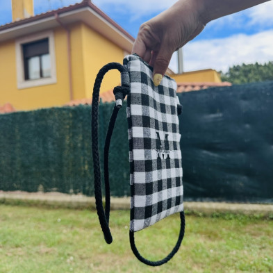 Mini bolso plano MARVE vichy negro - personalizable