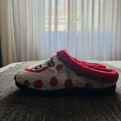 Zapatilla de casa MAFFY - Plumaflex gris y rojo