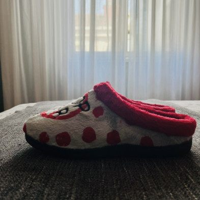 Zapatilla de casa MAFFY - Plumaflex gris y rojo