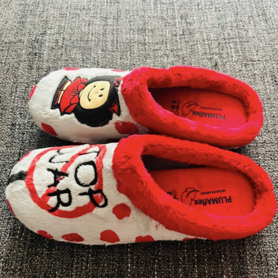 Zapatilla de casa MAFFY - Plumaflex gris y rojo