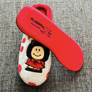 Zapatilla de casa MAFFY - Plumaflex gris y rojo