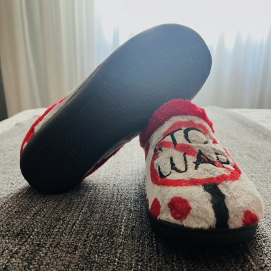 Zapatilla de casa MAFFY - Plumaflex gris y rojo