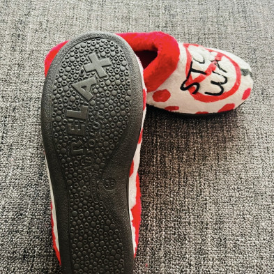 Zapatilla de casa MAFFY - Plumaflex gris y rojo