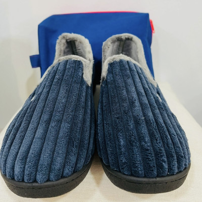Zapatilla de casa COPETE PANA cerrada - PlumaFlex marino