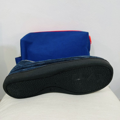 Zapatilla de casa COPETE PANA cerrada - PlumaFlex marino
