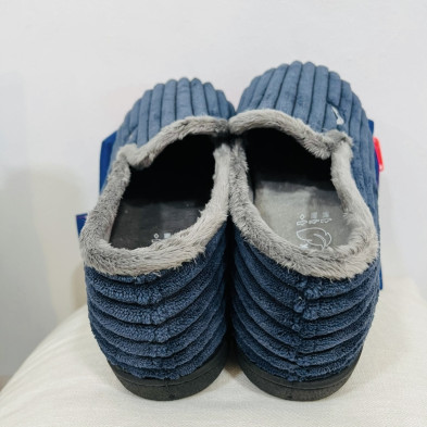 Zapatilla de casa COPETE PANA cerrada - PlumaFlex marino