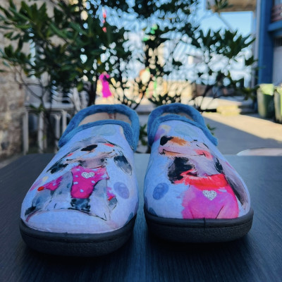 Zapatilla de casa PERRITOS - Plumaflex cerrada azul