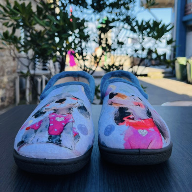 Zapatilla de casa PERRITOS - Plumaflex cerrada azul