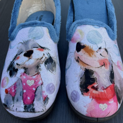 Zapatilla de casa PERRITOS - Plumaflex cerrada azul