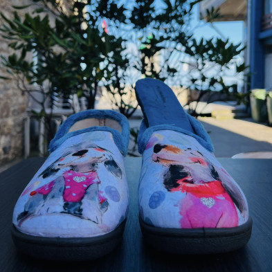 Zapatilla de casa PERRITOS - Plumaflex cerrada azul