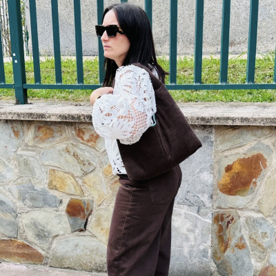 Bolso HOBO de hombro - pana marrón