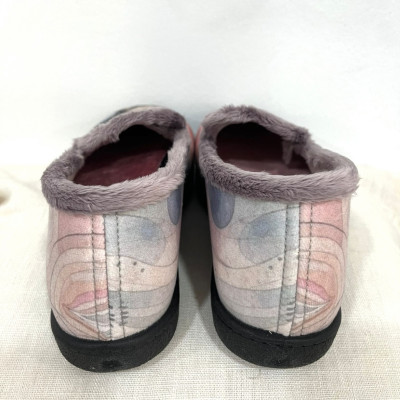 Zapatilla de casa GATITO - cerrada Plumaflex gris y rojo