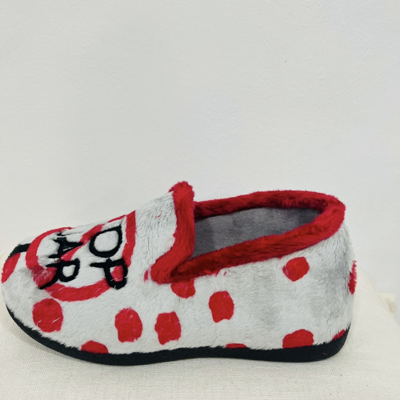 Zapatilla de casa MAFFY - Plumaflex gris y rojo