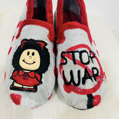 Zapatilla de casa MAFFY - Plumaflex gris y rojo