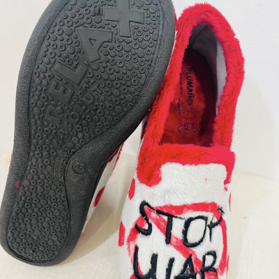 Zapatilla de casa MAFFY - Plumaflex gris y rojo