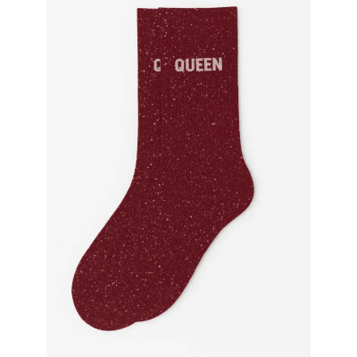 Calcetines mujer burdeos con mensaje Queen | Brillo