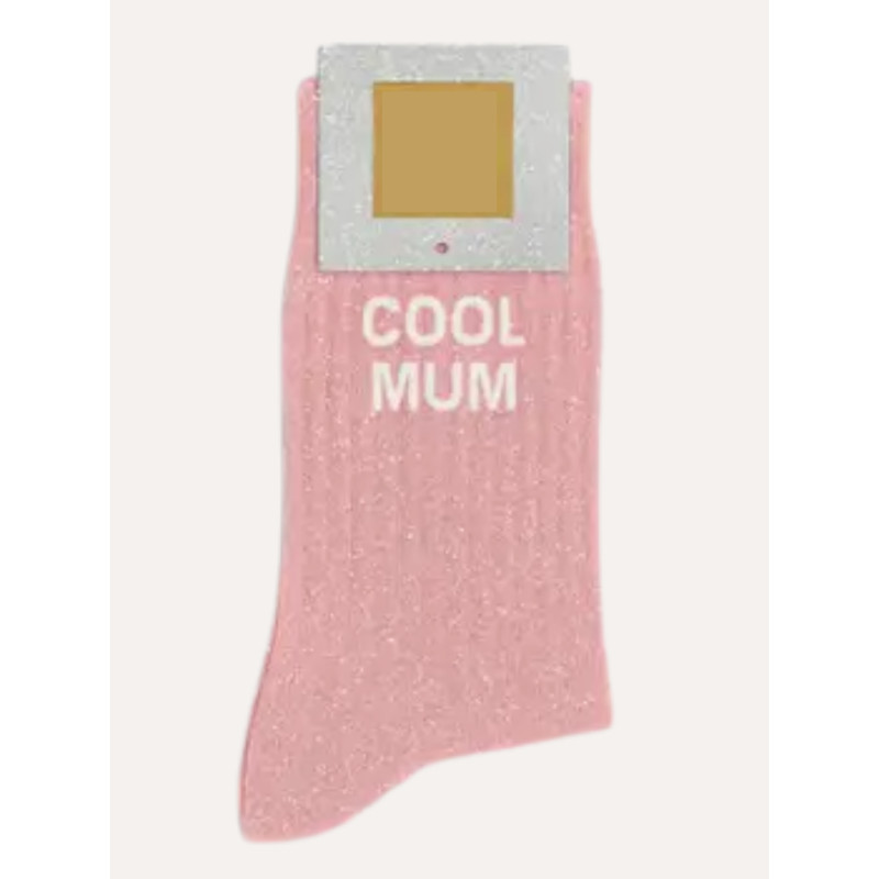 Calcetines mujer rosa claro con brillo “Cool Mum” | Originales y divertidos