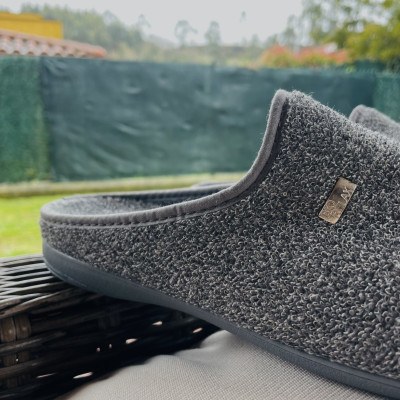 Zapatillas de casa MEDINA - rizo abierta - gris