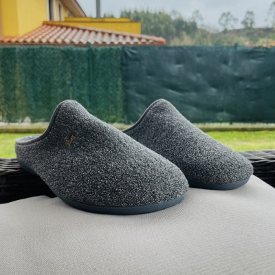 Zapatillas de casa MEDINA - rizo abierta - gris