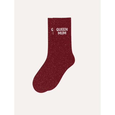 Calcetines mujer Cherry Pop con lentejuelas y mensaje “Queen Mum”