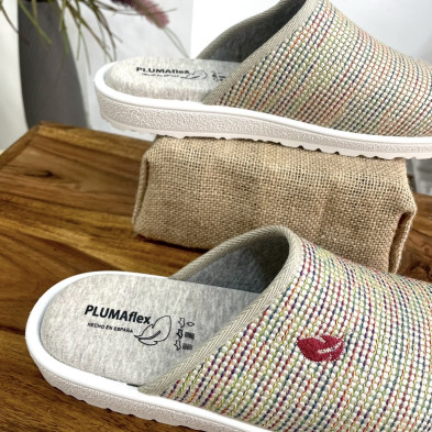 Zapatillas de casa PARADISE-  Plumaflex abiertas - rafia beige