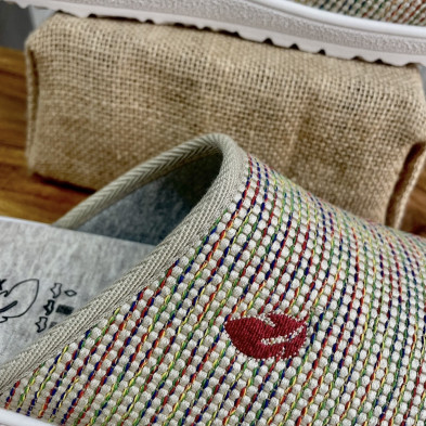 Zapatillas de casa PARADISE-  Plumaflex abiertas - rafia beige