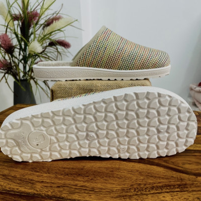 Zapatillas de casa PARADISE-  Plumaflex abiertas - rafia beige