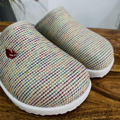 Zapatillas de casa PARADISE-  Plumaflex abiertas - rafia beige
