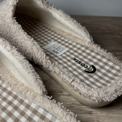Zapatillas de casa CHIC - descalza - rizo beig + vichy