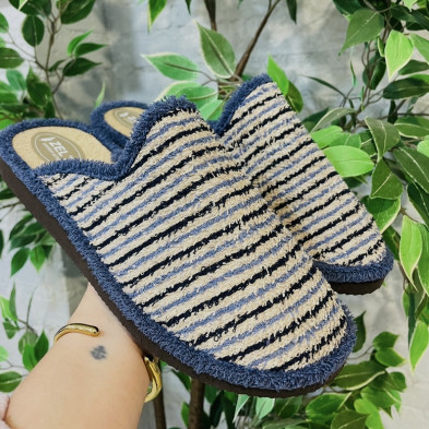Zapatillas de casa descalzas | NAUTILUS rizo americano rayas azul