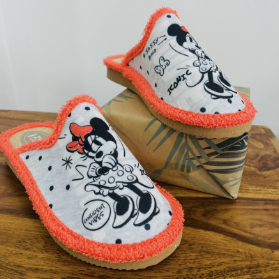 Zapatillas de casa descalza MINIE  gris y coral | Cómodas y ligeras