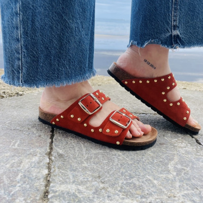 Sandalia bio DALILA - color arcilla + tachuelas