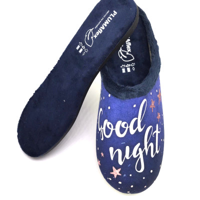 Zapatilla de casa descalza - "Good night" azul marino