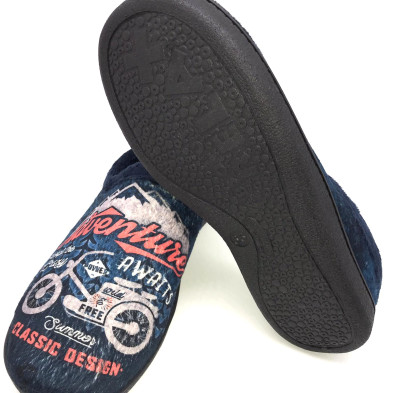 Zapatilla de casa descalza - moto azul - junior